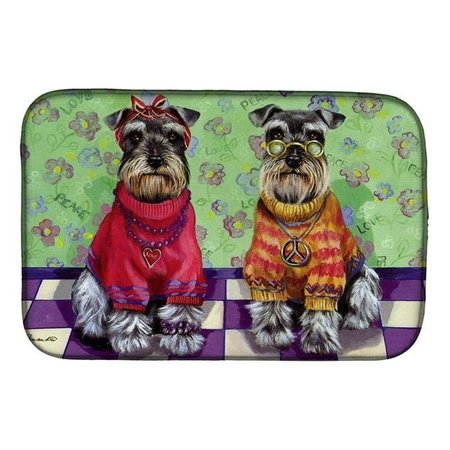 CAROLINES TREASURES Carolines Treasures PPP3333DDM 14 x 21 in. Schnauzer Love & Peace Dish Drying Mat PPP3333DDM